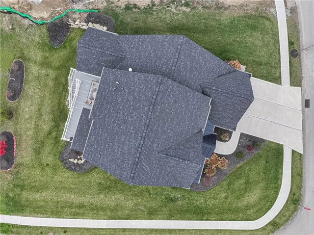 an aerial view of a house