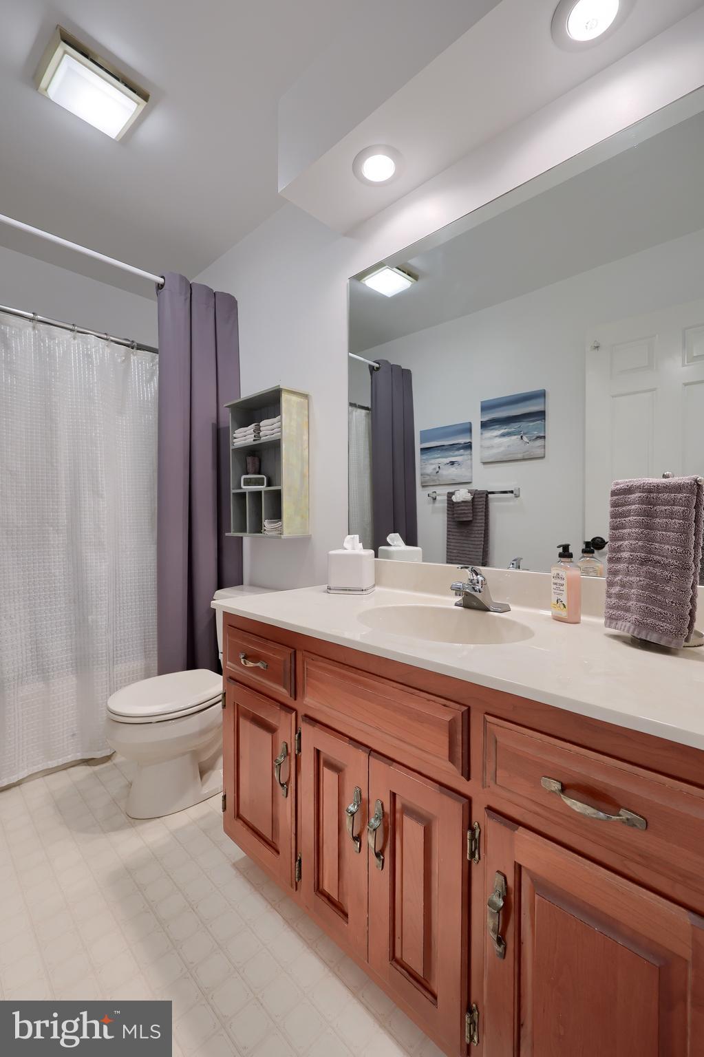 105 Hammersmith Lane Lititz, PA 17543 - Photo 36 of 49 a bathroom with a granite countertop sink a toilet a mirror and shower