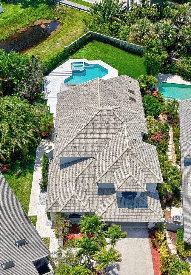 an aerial view of a house