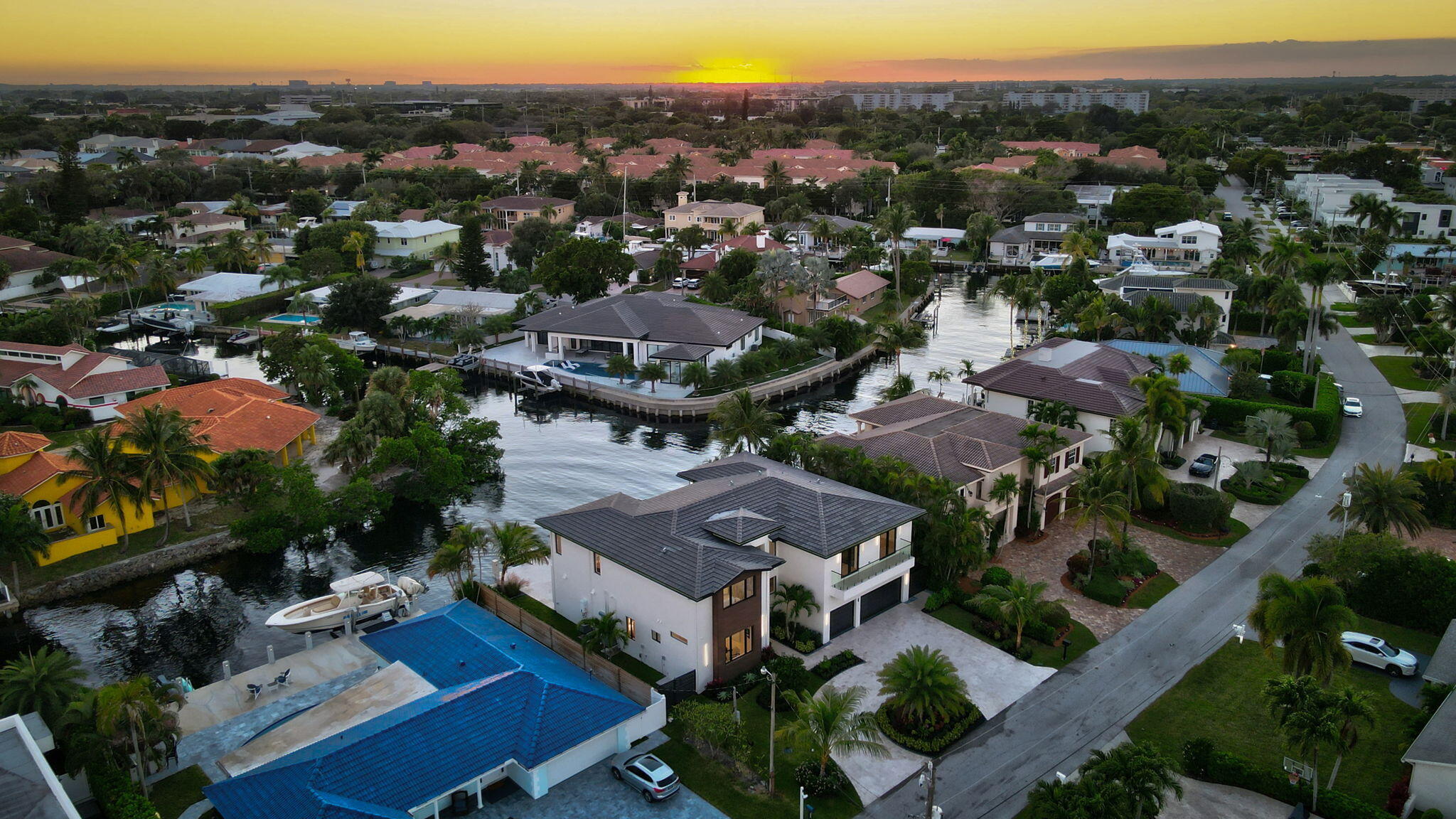 798 Havana Drive Boca Raton, FL 33487 - Photo 65 of 76 Aerial Intracoastal Sunset Views