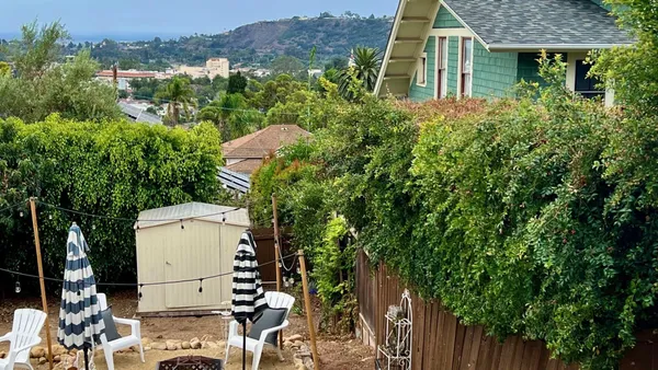 an aerial view of a house