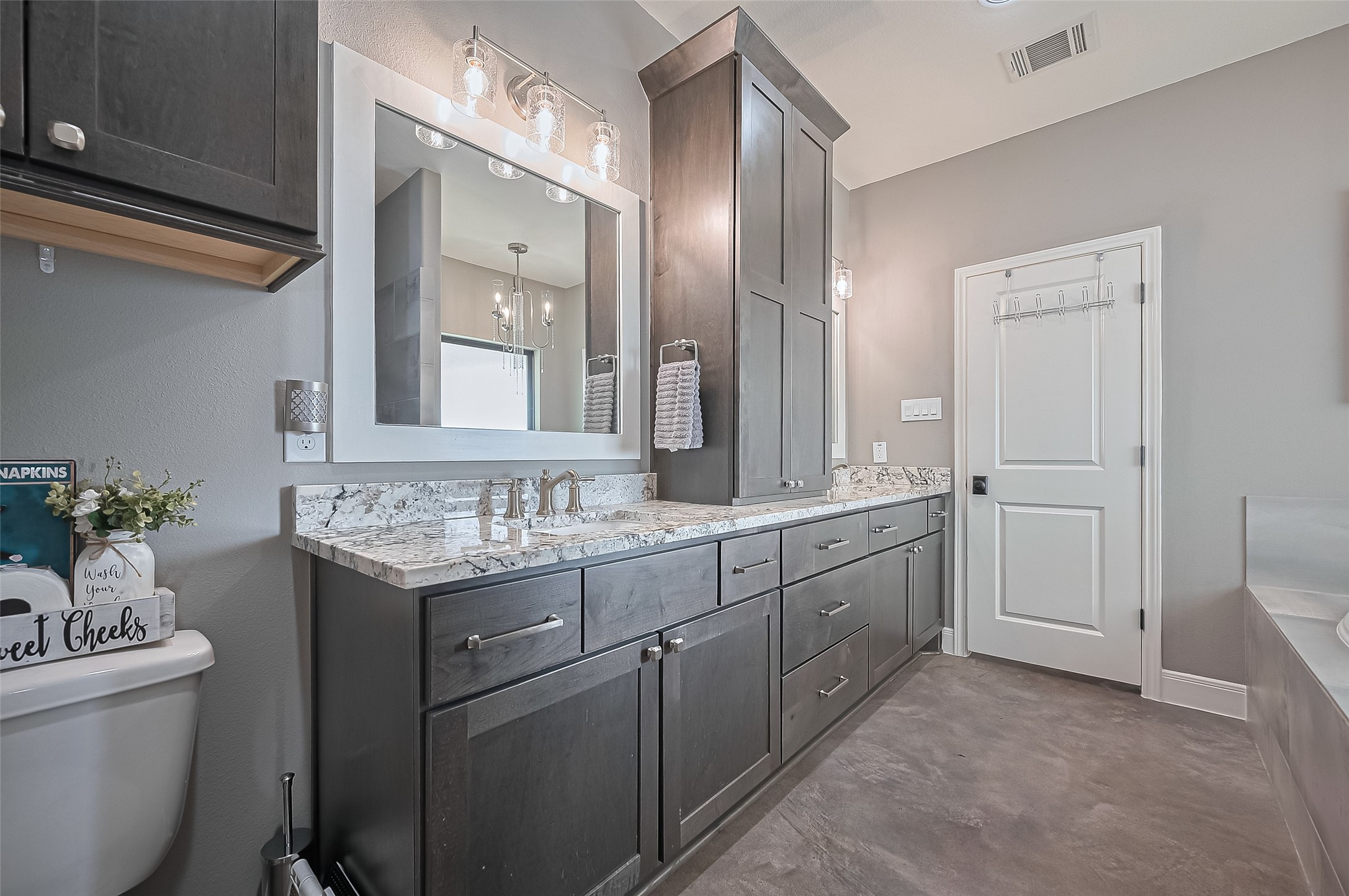 16702 Dipple Road Guy, TX 77444 - Photo 30 of 50 a bathroom with a granite countertop sink mirror and toilet
