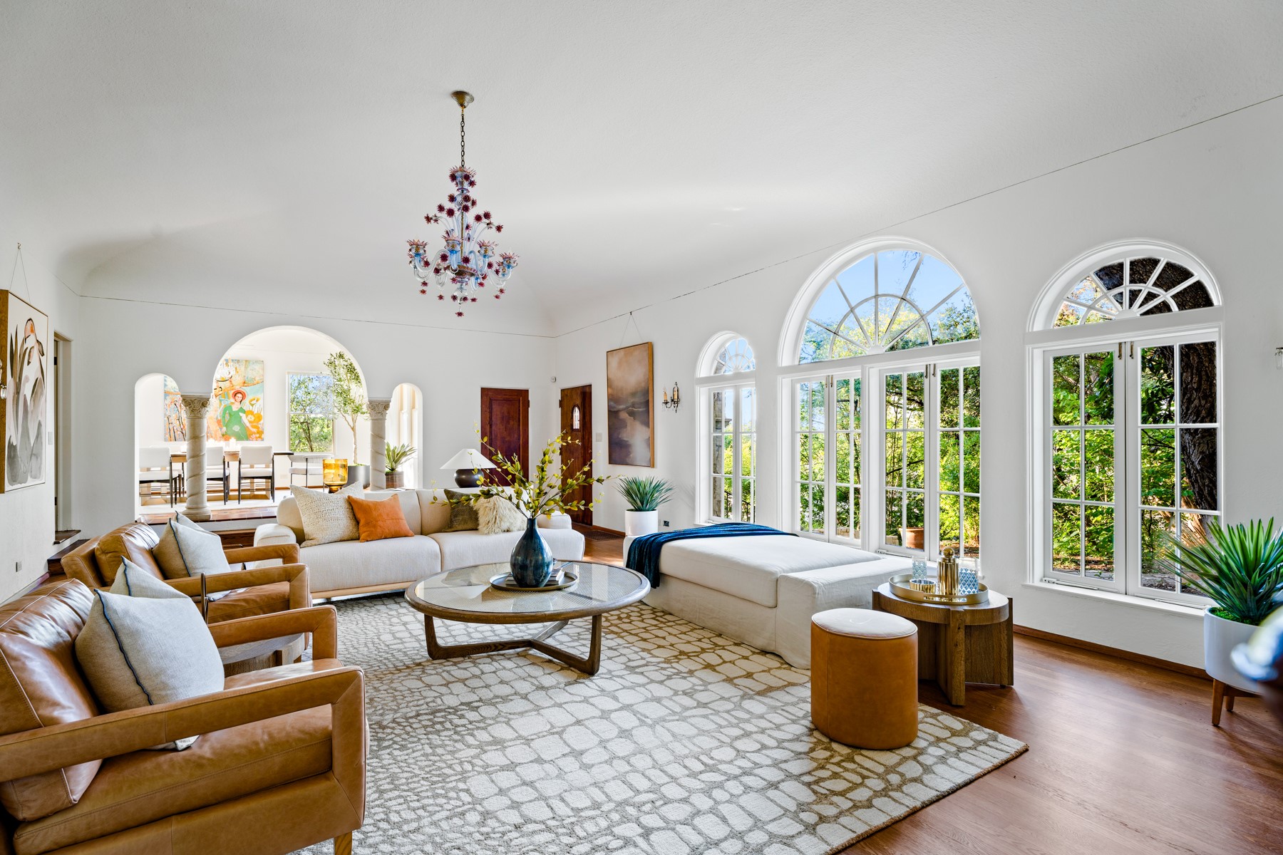 806 Rosedale Terrace Austin, TX 78704 - Photo 4 of 40 a living room with furniture chandelier and a large window