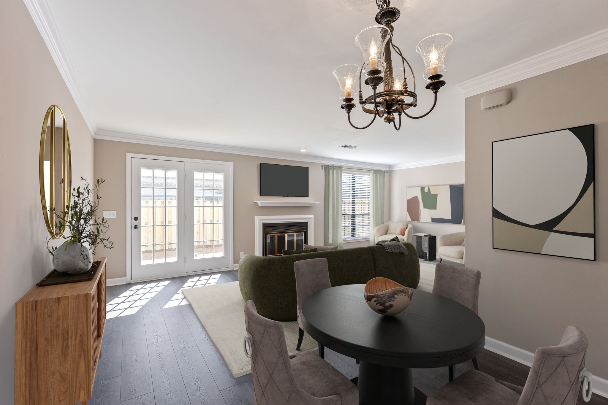 1216 General George Patton Road Nashville, TN 37221 - Photo 6 of 32 a view of a dining room with furniture a chandelier and wooden floor