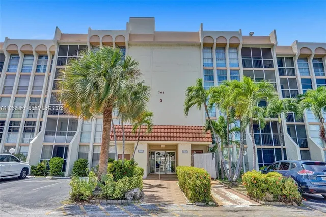 a front view of a multi story building