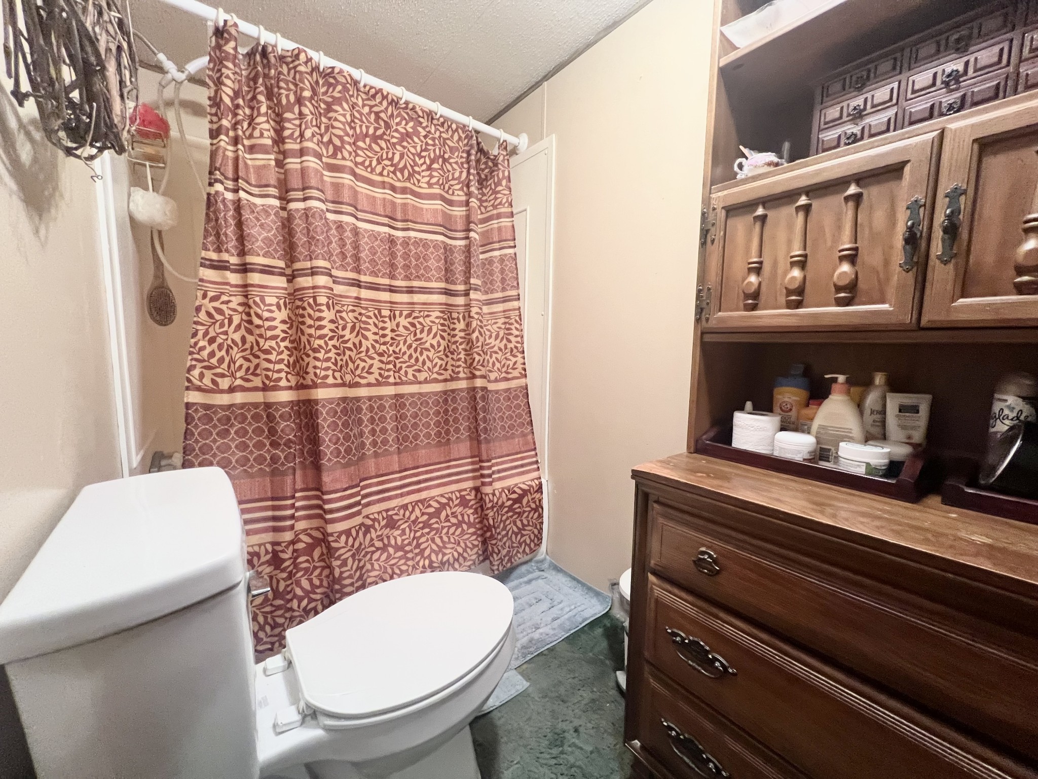 15 Red House Road Elora, TN 37328 - Photo 16 of 21 a bathroom with a toilet a sink and a shower curtain