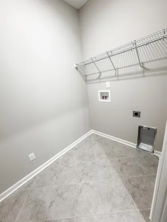 a view of a room with racks on the wall