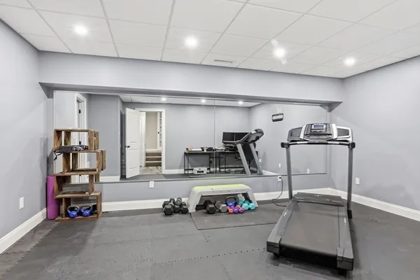 a view of room with gym equipment