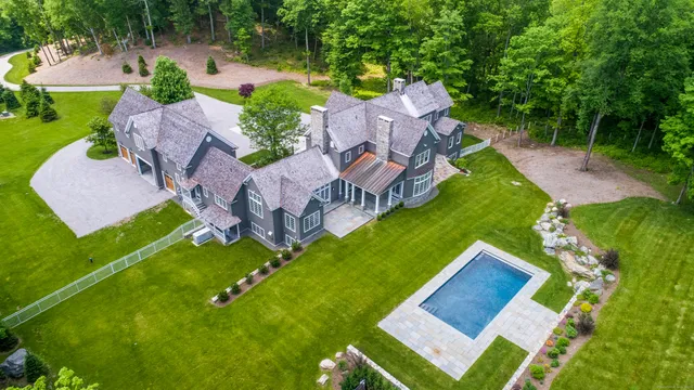 an aerial view of a house