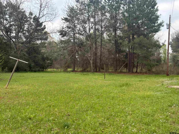 a view of a yard with a slide