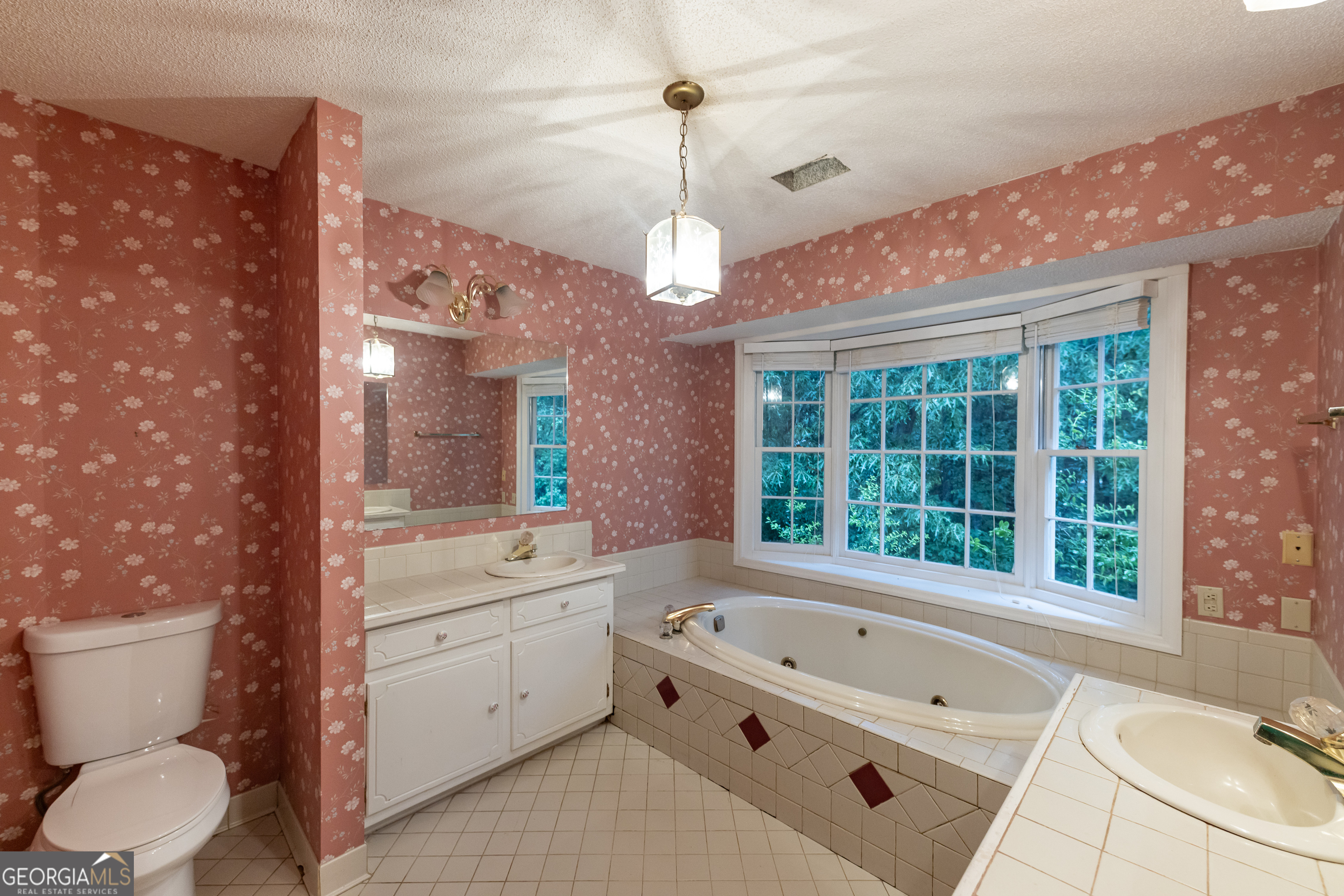124 David Drive Thomaston, GA 30286 - Photo 24 of 43 a bathroom with a granite countertop tub a sink and a large window