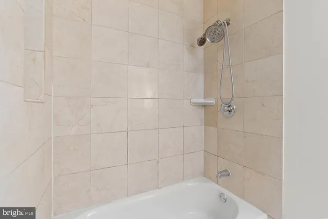 a bathroom with a bathtub