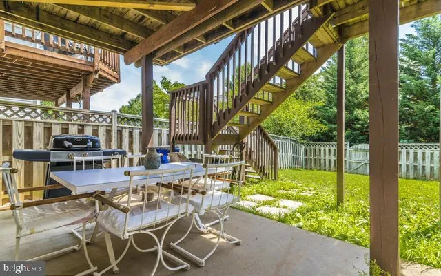 a view of balcony with small garden