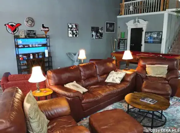 a living room with furniture