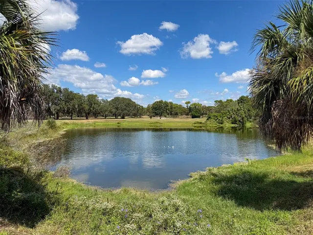 a view of a lake in middle of a house with a lake view