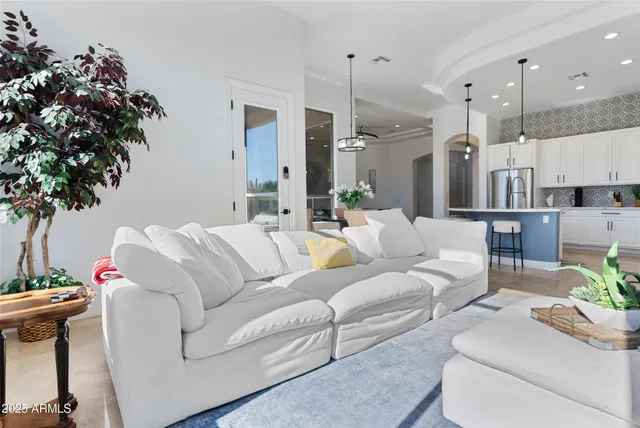 a bedroom with a bed and a table in it