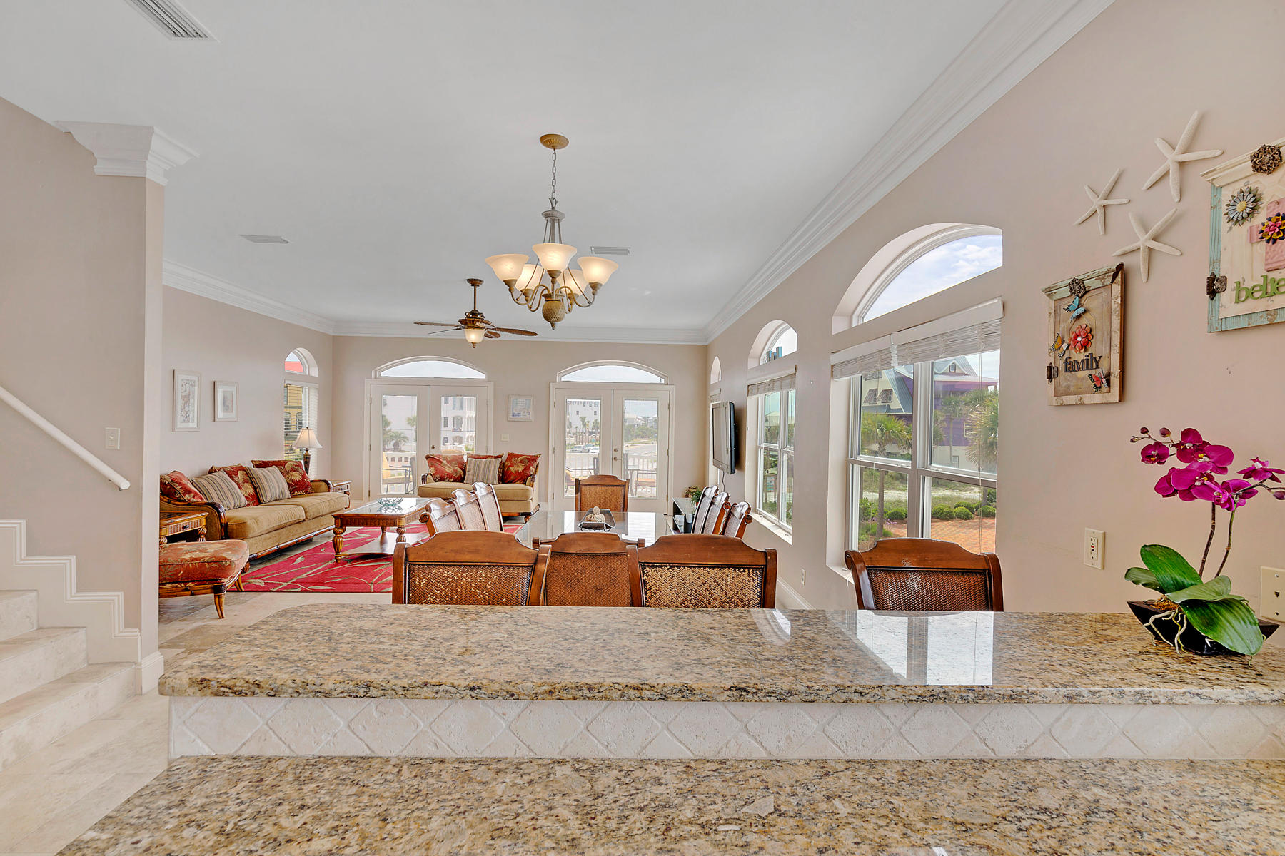 42 Fort Panic Road Santa Rosa Beach, FL 32459 - Photo 8 of 60 a living room with furniture chandelier and a chandelier