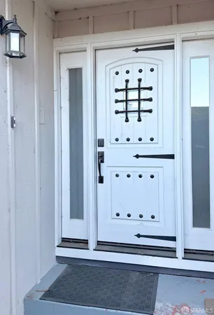 a view of wooden door