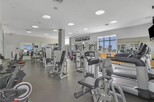 a view of a room with gym equipment