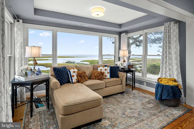 a view of an ocean and a nearby beach