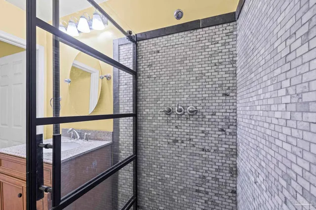 a view of a balcony with a door