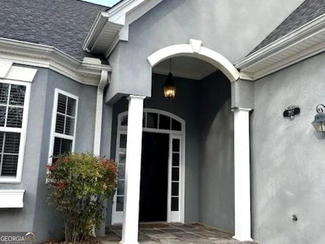 a view of a glass door with a glass door