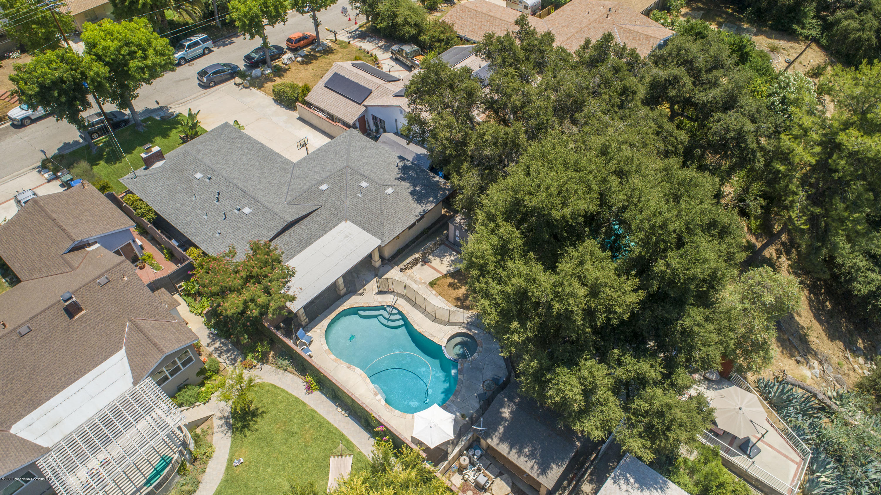 4191 Aralia Road Altadena, CA 91001 - Photo 24 of 26 an aerial view of a house with a yard and swimming pool