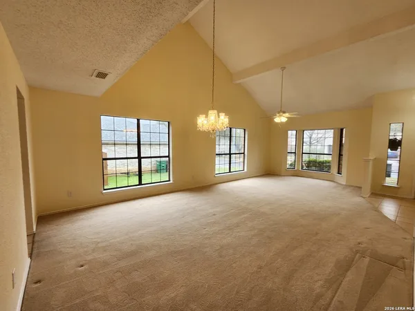 a view of a livingroom with a window