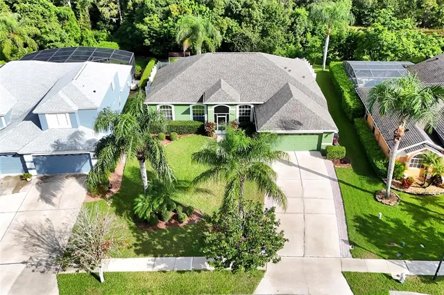 an aerial view of a house having outdoor space