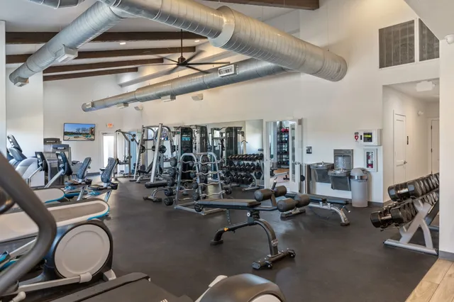 a room with gym equipment