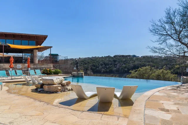 a view of roof deck with seating space