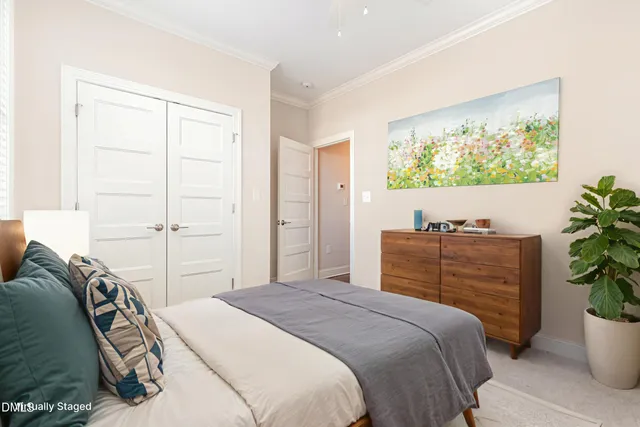 an empty room with closet