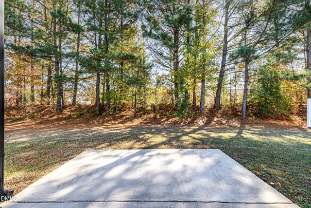 a view of a house with a yard and potted plants