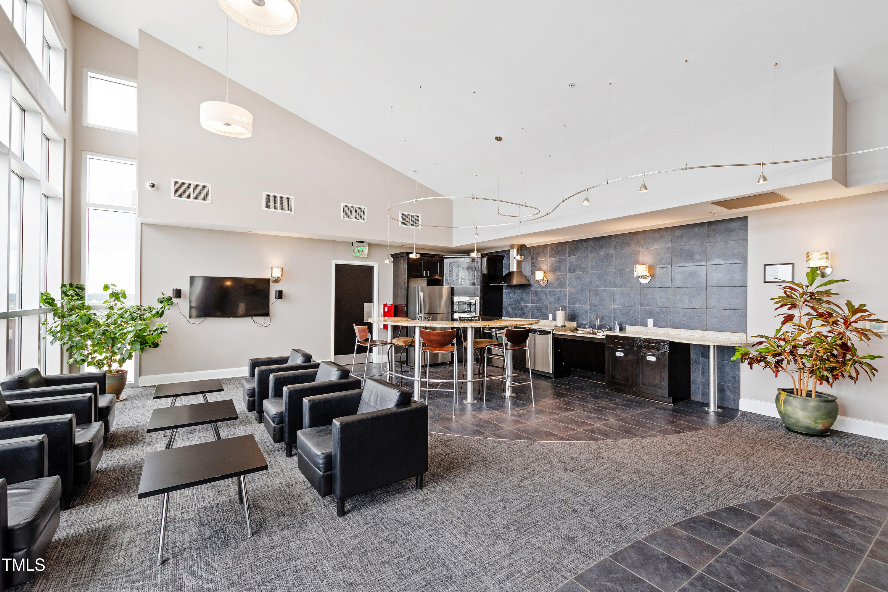 400 West North Street, Unit 610 Raleigh, NC 27603 - Photo 32 of 43 a living room with furniture a fireplace and a potted plant