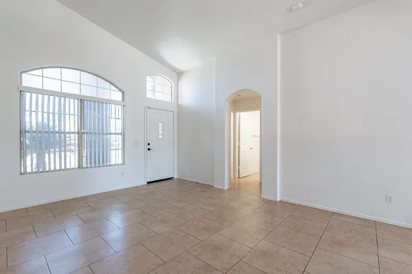 an empty room with windows