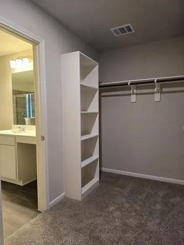 a view of an empty walk in closet