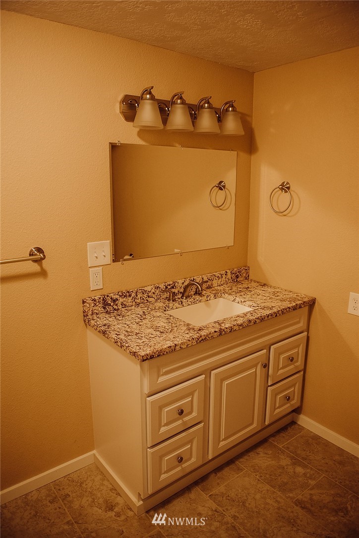 116 Eadon Road Toledo, WA 98591 - Photo 13 of 34 a bathroom with a granite countertop sink and a stove