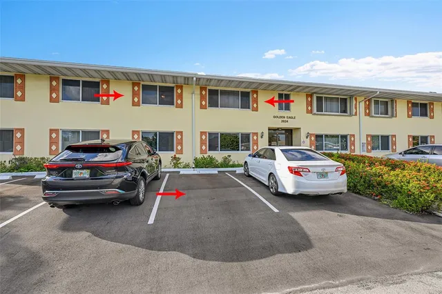 a car parked in front of a building