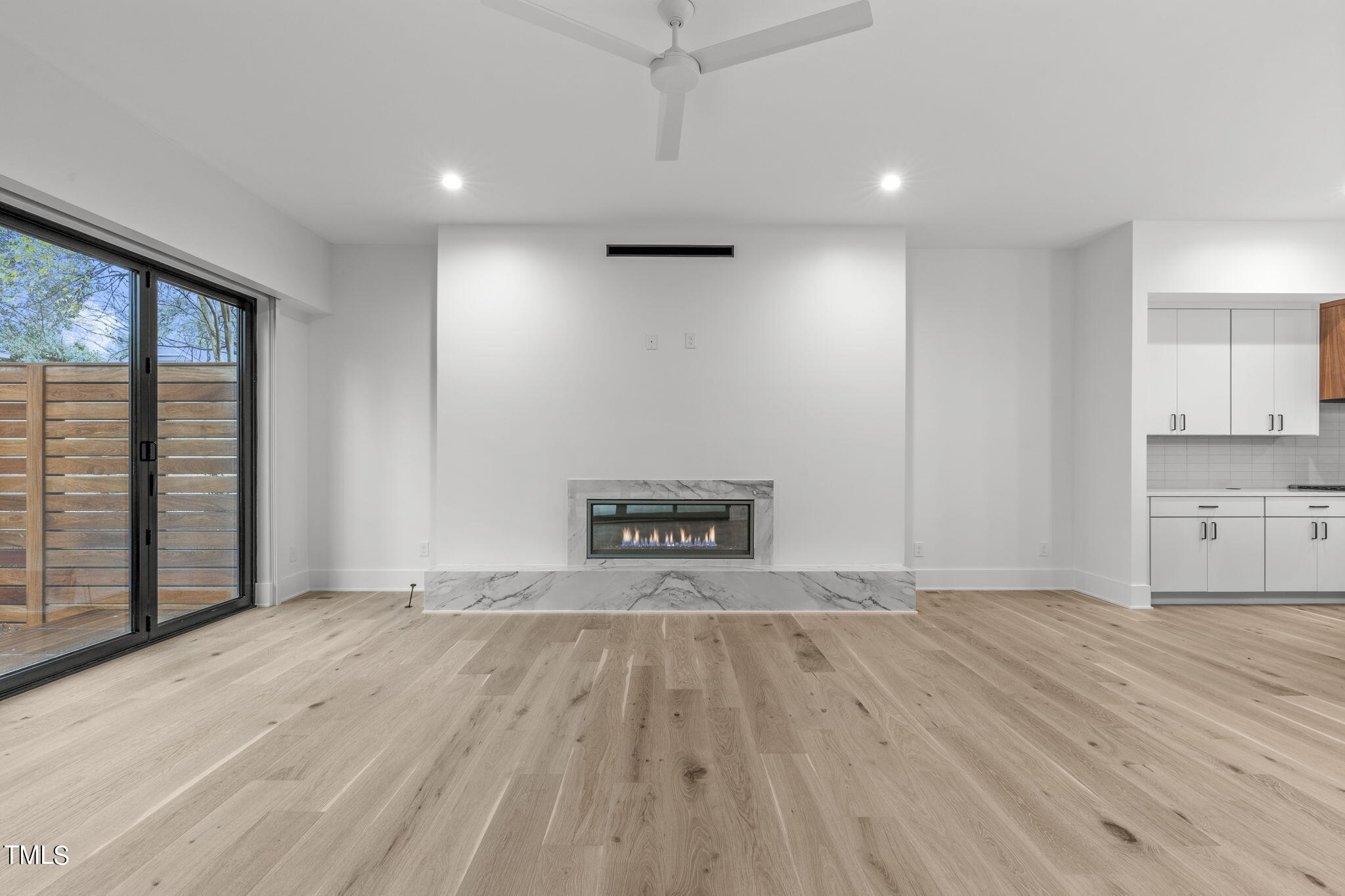 1406 Lyon Street, Unit 102 Raleigh, NC 27608 - Photo 7 of 57 a view of empty room with wooden floor and fan