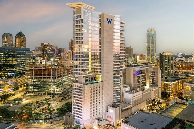 a view of a city with tall buildings