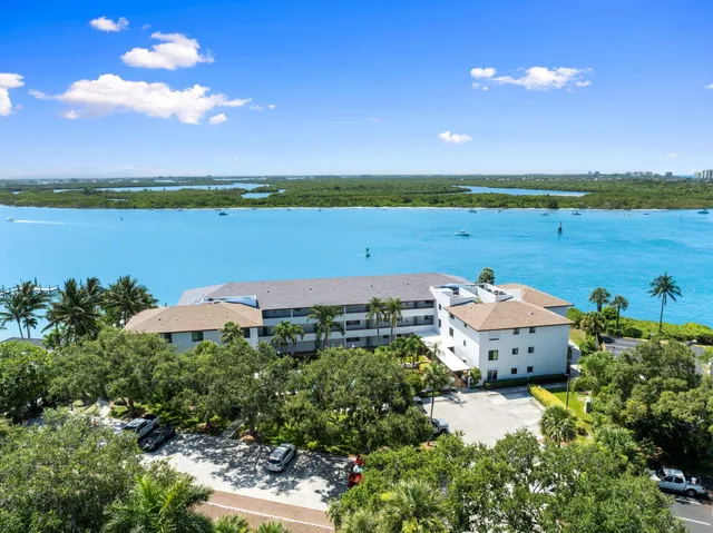 a view of a lake with a city