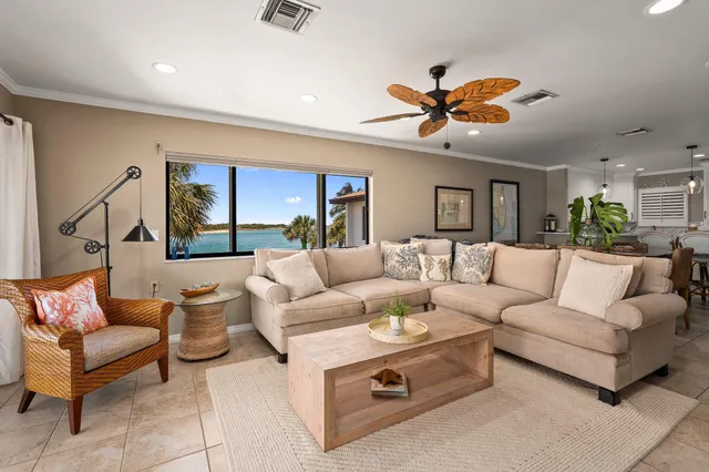 a view of a balcony with furniture