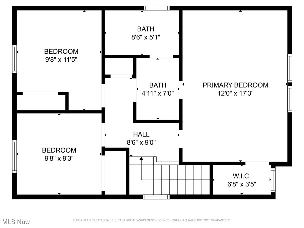 180 Elizabeth Parkway Akron, OH 44304 - Photo 46 of 46 View of second story floor plan, where 2 bedrooms plus primary bedroom, walk-in closet and large bath with double vanity are located.