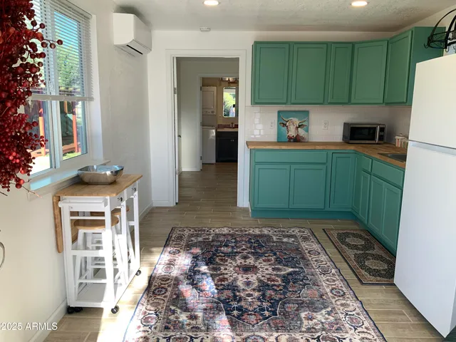a dining room with window