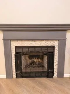 a close view of fireplace
