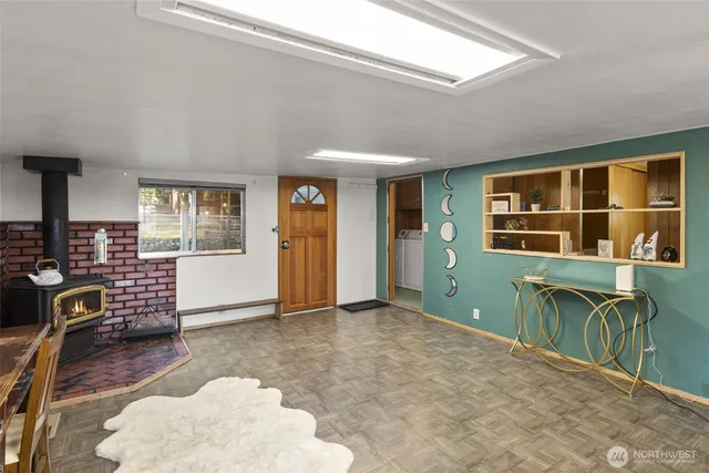 a kitchen with a stove and a sink