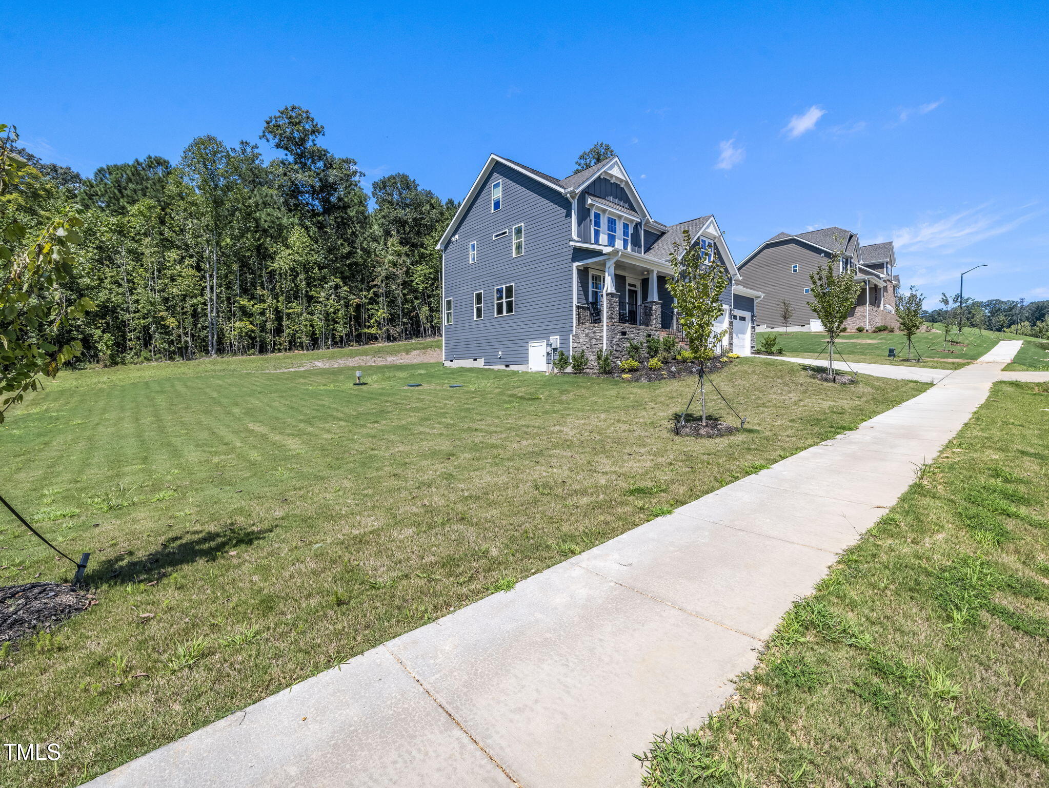 1112 Prominence Drive Durham, NC 27712 - Photo 36 of 40 a view of a house with a yard and a fountain