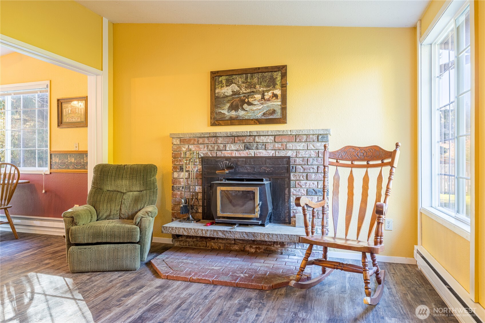 2095 Bear Creek Road Port Angeles, WA 98363 - Photo 5 of 39 a living room with furniture and a fireplace