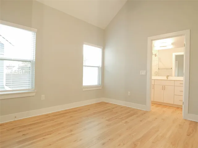 wooden floor and cabinet in a room