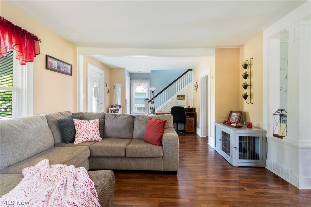 1690 Salt Springs Road Mineral Ridge, OH 44440 - Photo 9 of 21 Living room featuring dark hardwood / wood-style floors